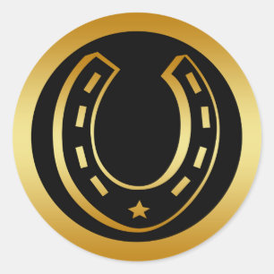 GOLDENES HUFEISEN RUNDER AUFKLEBER