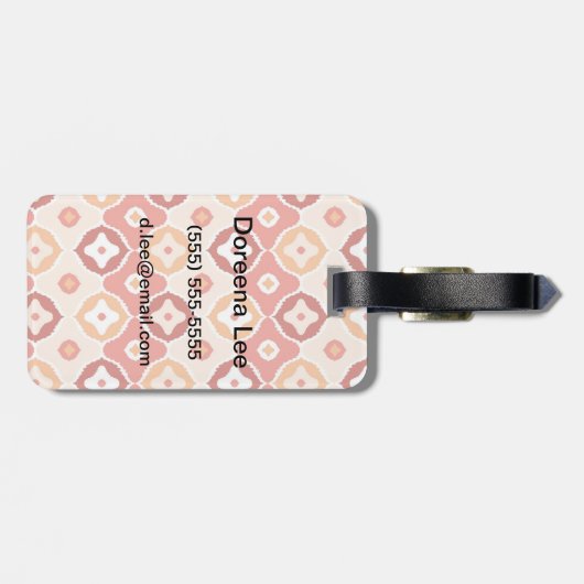 Goldenes ikat geometrisches Muster Gepäckanhänger (Rückseite horizontal)