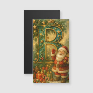 Goldenes Initial B mit Weihnachtsmann und Krone Magnetkarte