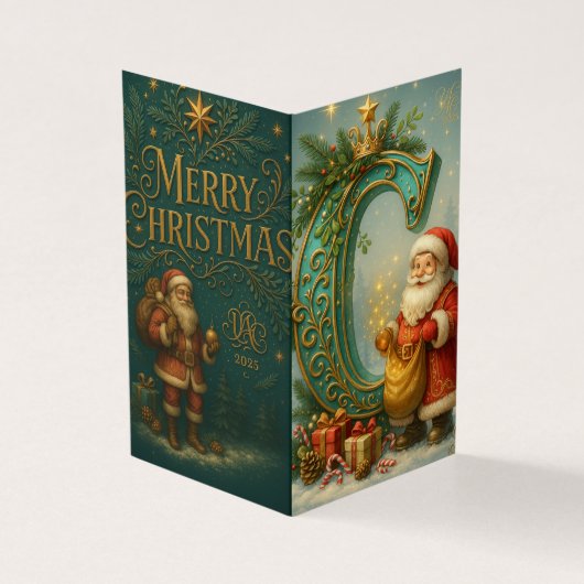  Goldenes Initial C mit Weihnachtsmann und Krone (Vorderseite)