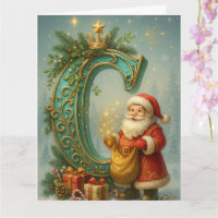 Goldenes Initial C mit Weihnachtsmann und Krone