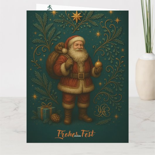 Goldenes Initial D mit Weihnachtsmann und Krone Karte (Rückseite)