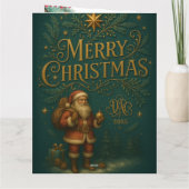 Goldenes Initial E mit Weihnachtsmann und Krone Karte (Rückseite)