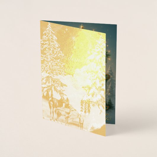 Goldenes Initial G mit Weihnachtsmann und Krone Folienkarte (Vorderseite)