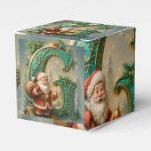 Goldenes Initial G mit Weihnachtsmann und Krone Geschenkschachtel (Vorderseite)