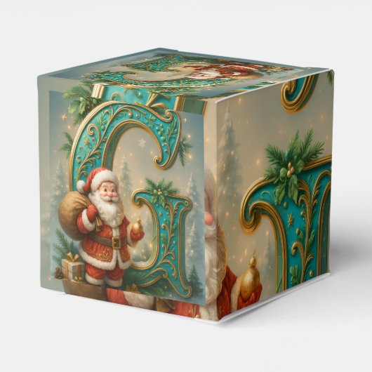 Goldenes Initial G mit Weihnachtsmann und Krone Geschenkschachtel (Rückseite)