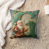  Goldenes Initial  G mit Weihnachtsmann und Krone Kissen (Decke)