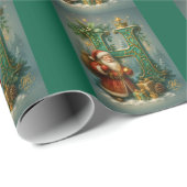 Goldenes Initial H mit Weihnachtsmann und Krone Geschenkpapier (Rolleneckpunkt)