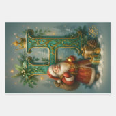 Goldenes Initial H mit Weihnachtsmann und Krone Geschenkpapier Set (Vorderseite 3)
