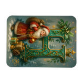 Goldenes Initial H mit Weihnachtsmann und Krone Magnet (Horizontal)