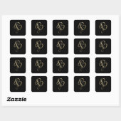 Goldenes initiales B-Monogramm Quadratischer Aufkleber (Blatt)