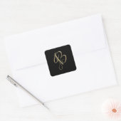 Goldenes initiales B-Monogramm Quadratischer Aufkleber (Umschlag)