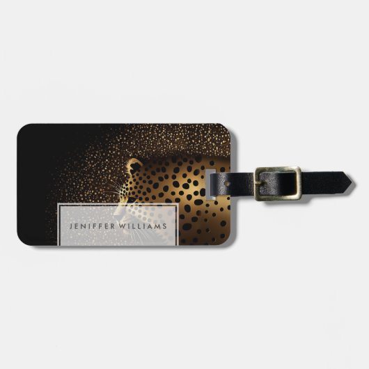 Goldenes Jaguar-Muster Gepäckanhänger (Vorderseite horizontal)