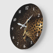 Goldenes Jaguar-Muster Große Wanduhr (Winkel)