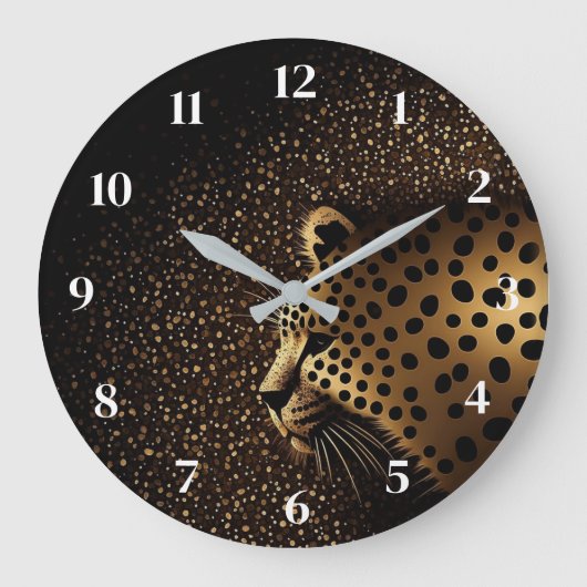 Goldenes Jaguar-Muster Große Wanduhr (Vorderseite)