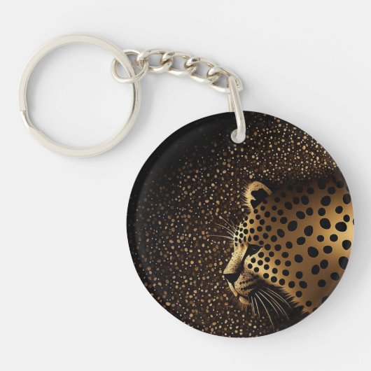 Goldenes Jaguar-Muster Schlüsselanhänger (Vorderseite)