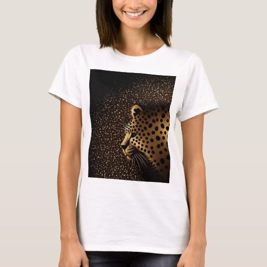 Goldenes Jaguar-Muster T-Shirt (Vorderseite)