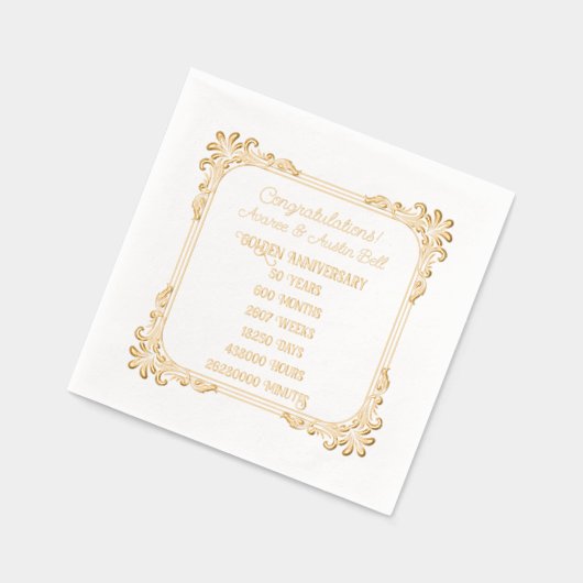 Goldenes Jahr 50. Servietten Mit Folie (Links)