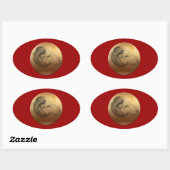 Goldenes Jahr - Chinesische Astrologie Ovaler Aufkleber (Blatt)