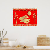 Goldenes Jahr der Kaninchenplakatwerbung Poster (Küche)