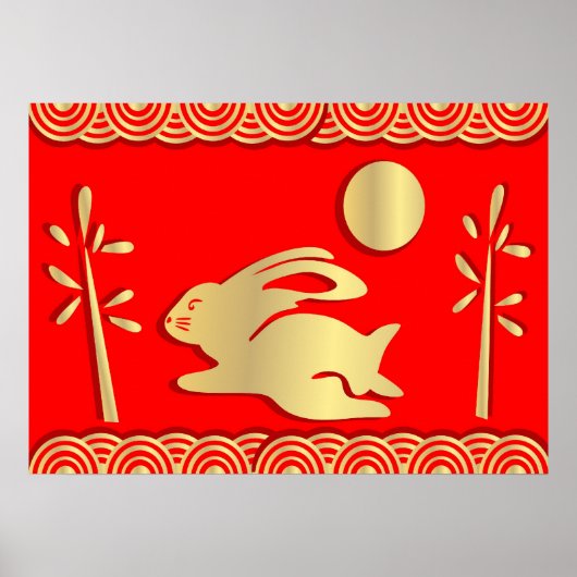 Goldenes Jahr der Kaninchenplakatwerbung Poster (Vorne)