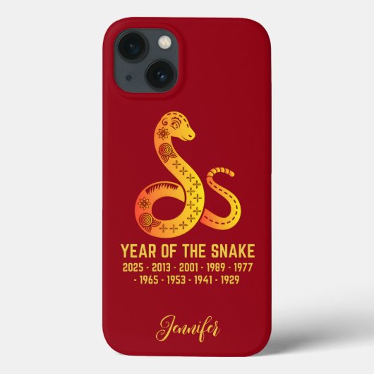 Goldenes Jahr der Schlange Zodiac Name Rot Case-Mate iPhone Hülle (Rückseite)