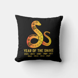 Goldenes Jahr der Schlange Zodiac Schwarz Kissen