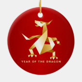 Goldenes Jahr des Drachen im Roten Jahr 2012 Keramik Ornament (Hinten)
