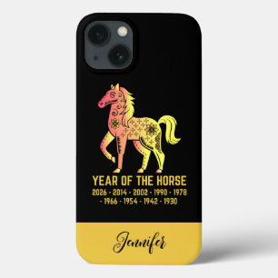 Goldenes Jahr des Pferdes Zodiaka Name Schwarz Case-Mate iPhone Hülle