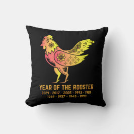 Goldenes Jahr des Roosters Zodiac Black Kissen