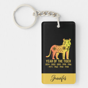 Goldenes Jahr des Tiger-Zodiaka-Namens Schwarz Schlüsselanhänger