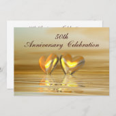 Goldenes Jahr Herz Einladung (Vorne/Hinten)