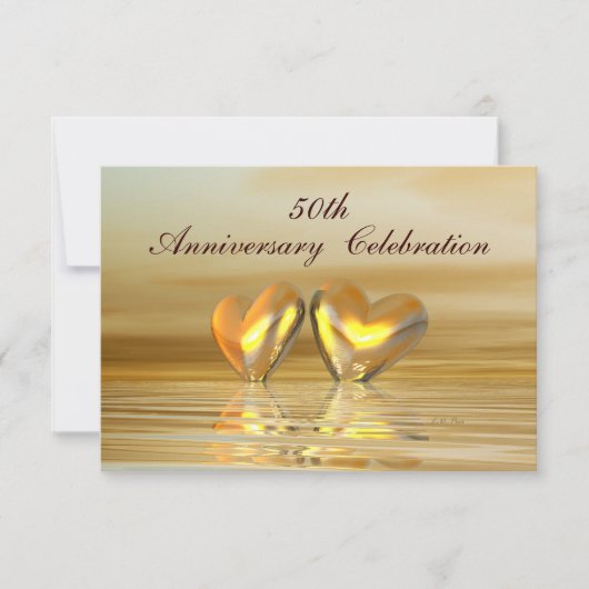 Goldenes Jahr Herz Einladung (Vorderseite)