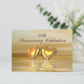 Goldenes Jahr Herz Einladung (Stehend Vorderseite)