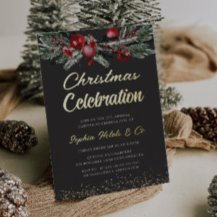 Goldenes jährliches Weihnachts-Party Folieneinladung