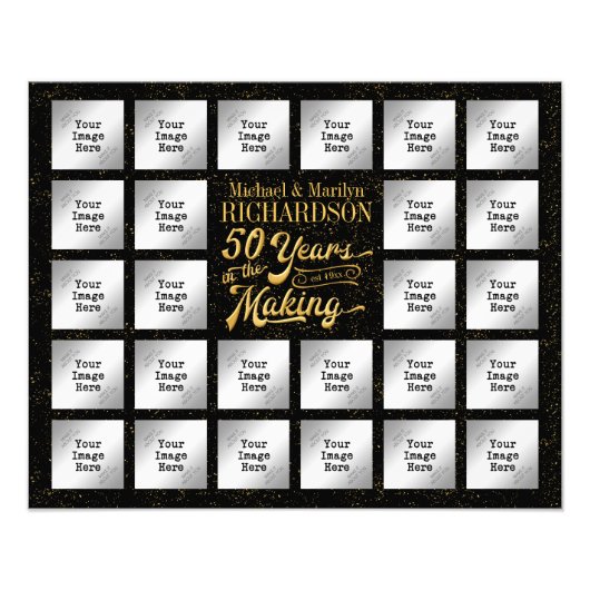 Goldenes Jubiläum 26 FotoCollage, Gold Confetti Fotodruck (Vorne)