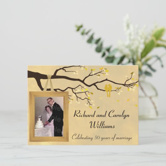 Goldenes Jubiläum Einladung zu Vögeln (Stehend Vorderseite)