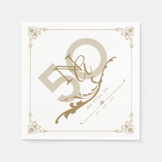Goldenes Jubiläum Monogram Napkin Serviette (Vorderseite)