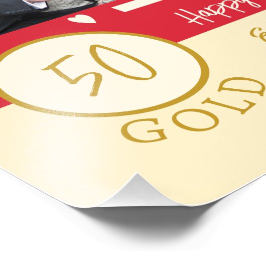 Goldenes Jubiläum personalisierte Namen rot Fotodruck (Ecke)