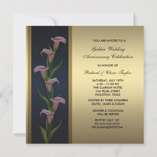 Goldenes Jubiläum von Calla Lily 50 Einladung (Rückseite)