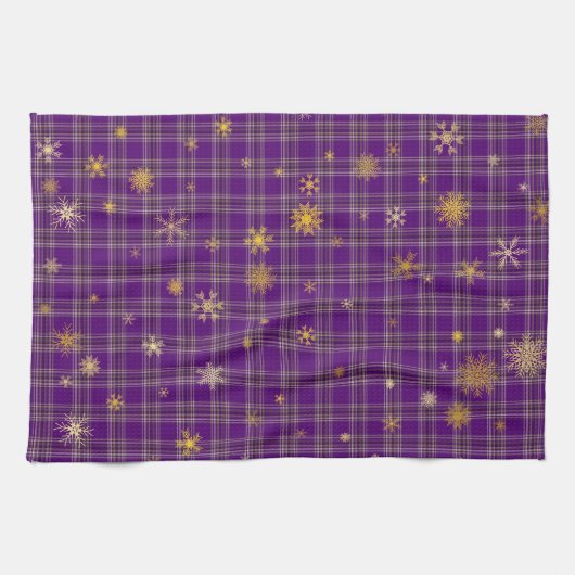 Goldenes Kariertes Weihnachten Geschirrtuch (Horizontal)