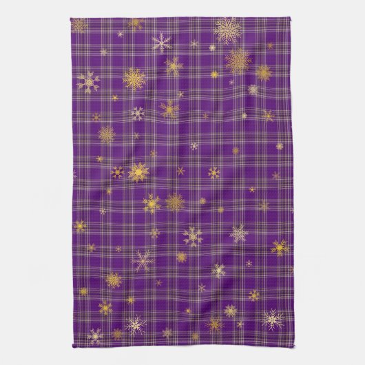 Goldenes Kariertes Weihnachten Geschirrtuch (Vertikal)