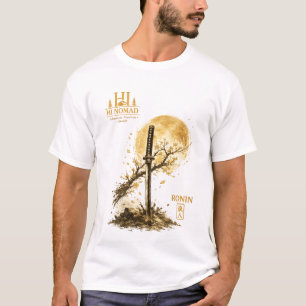 Goldenes Katana Ronin-Schwert unter dem Mond - Jap T-Shirt