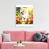 "Goldenes Kätzchen in Blüte" Leinwanddruck (Insitu (Wohnzimmer))