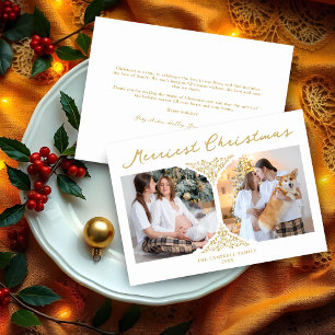 Goldenes klassisches Weihnachts-Filigran-Ornament Feiertagskarte