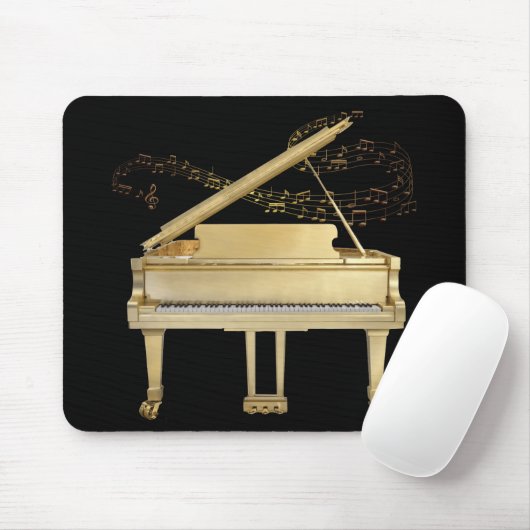 Goldenes Klavier auf der schwarzen Maus Pad Mousepad (Mit Mouse)