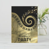 Goldenes Klavier-Schlüssel-und Einladung (Stehend Vorderseite)