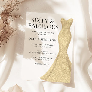 Goldenes Kleid Elegant Sechzig & Fantastischer 60. Einladung