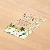 Goldenes Kleid Weiße Blüte 80. Geburtstag Acryleinladungen (Ablage )