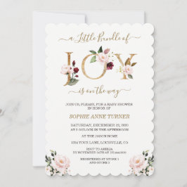 Goldenes kleines Bündel von Joy Pink Blumendusche Einladung